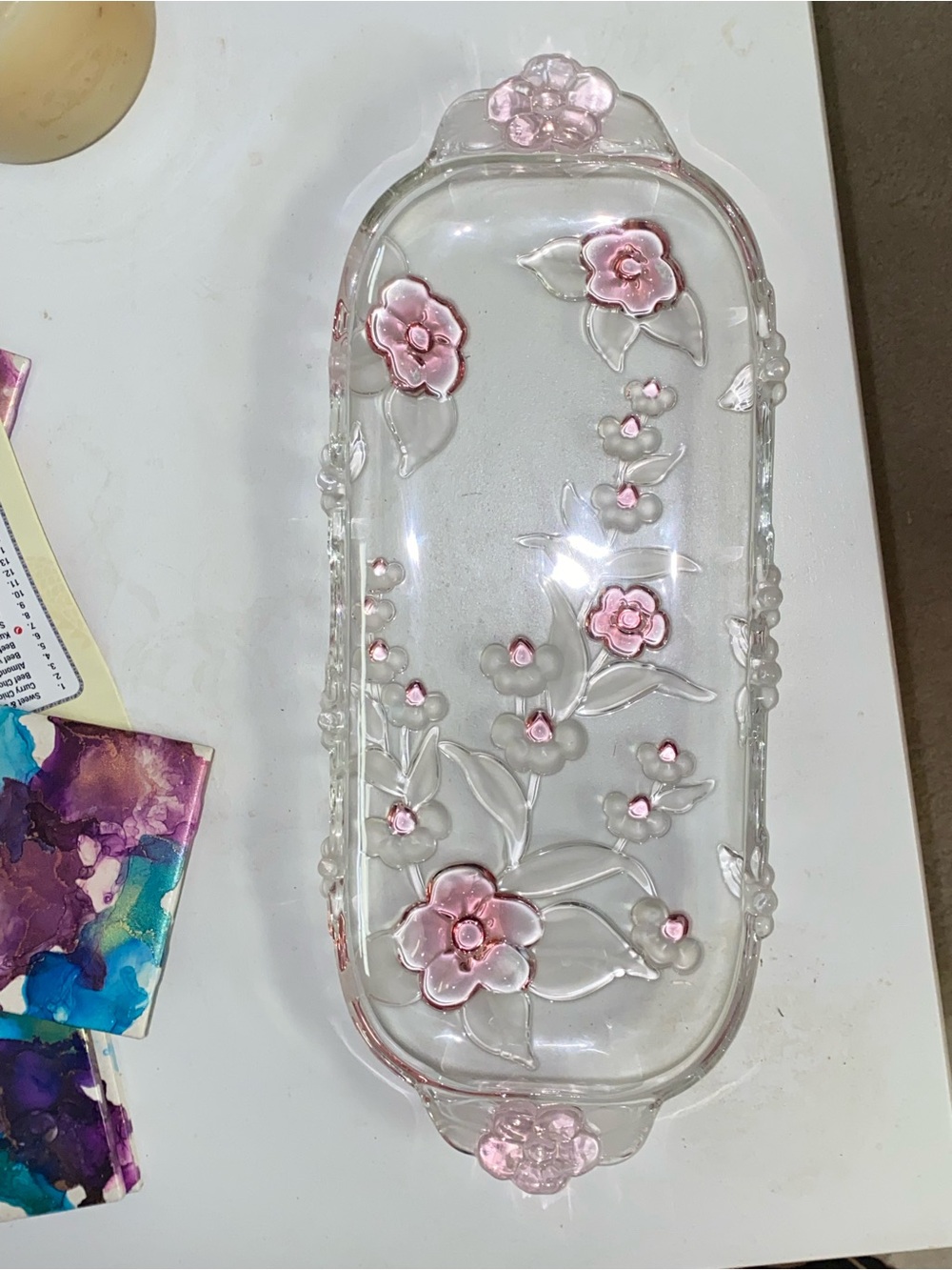 Vintage Mikasa Blossom Time Crystal Canapés tray